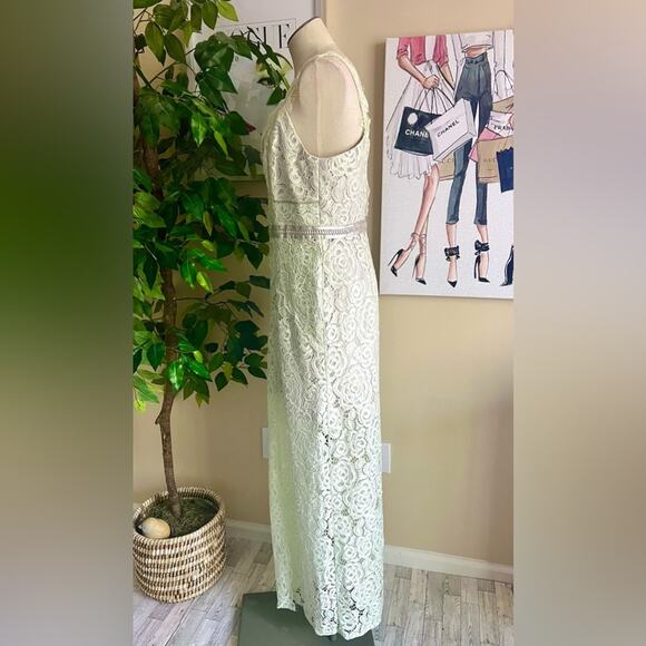 Free People Womens Boho Formal Lace Pale Mint Elegant Romantic Maxi Dress Sz 10 - Picture 8 of 12